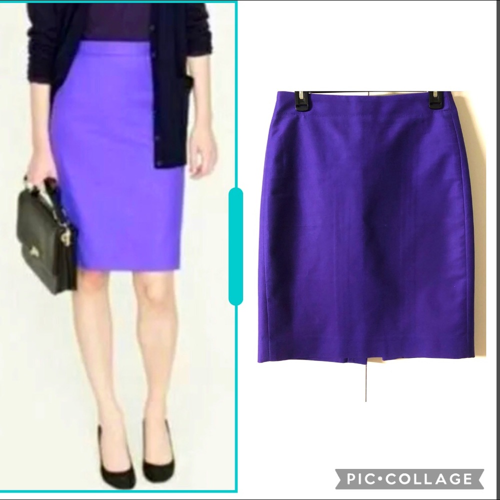J.Crew No.2 Pencil Skirt size 0 Colorfully Purple Double Serge Cotton